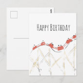 手描きのジェットコースターの誕生日 ポストカード (正面/裏面)