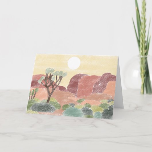 手描きのジョシュアツリー国立公園のグリーティングカード サンキューカード (正面)