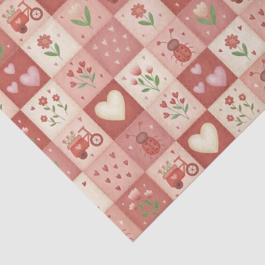 手描きのスイートパッチワークパターン - ティッシュペーパー 薄葉紙 (詳細)