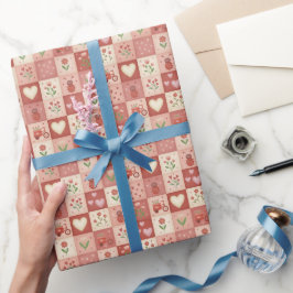 手描きのスイートパッチワーク - ラッピングペーパーロール ラッピングペーパー