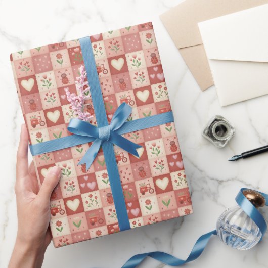 手描きのスイートパッチワーク - ラッピングペーパーロール ラッピングペーパー (ギフト)