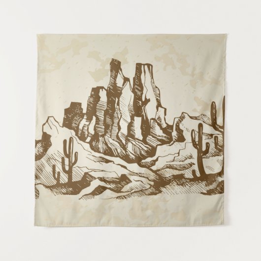 手描きのスケッチ。アリの代表的な砂漠 タペストリー (正面)