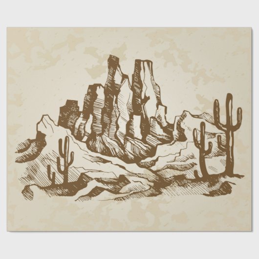 手描きのスケッチ。アリの代表的な砂漠 ラッピングペーパー (フラット)