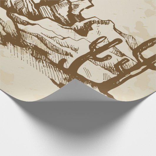 手描きのスケッチ。アリの代表的な砂漠 ラッピングペーパー (角)