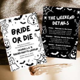 手描きのスケルトン ハロウィン ブライズゲットウィークエンド 招待状