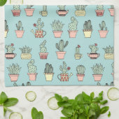 手描きのスタイルパターンのカラフルでかわいいサボテン キッチンタオル (折り畳み)