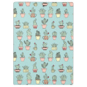 手描きのスタイルパターンのカラフルでかわいいサボテン クリップボード (裏面)