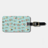 手描きのスタイルパターンのカラフルでかわいいサボテン ラゲッジタグ (正面横)