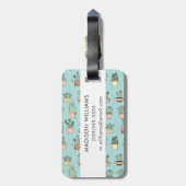 手描きのスタイルパターンのカラフルでかわいいサボテン ラゲッジタグ (裏面縦)