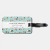 手描きのスタイルパターンのカラフルでかわいいサボテン ラゲッジタグ (裏面横)