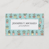 手描きのスタイルパターンのカラフルでかわいいサボテン 名刺 (正面)