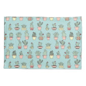 手描きのスタイルパターンのカラフルでかわいいサボテン 枕カバー (裏面-左)