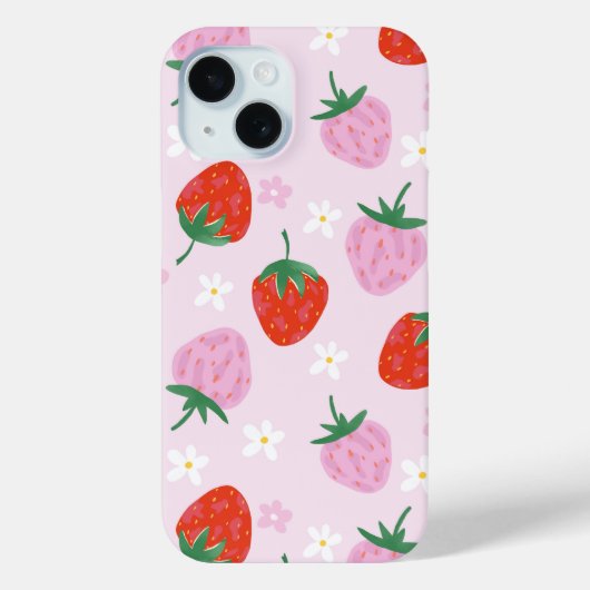 手描きのストロベリーシームレスパターン Case-Mate iPhoneケース (裏面)