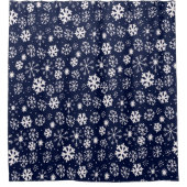 手描きのスノーフレークブリザード(ネイビークラシックブル) シャワーカーテン (正面)