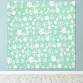 手描きのスノーフレーク·スノーストーム,緑のシャーバート キャンバスプリント (インサイチュ (ウッドフロア))