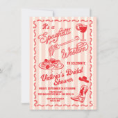 手描きのスパゲッティウェスタン風イタリアンカウボーイ パスタ 招待状 (正面)