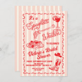 手描きのスパゲッティウェスタン イタリアのカウボーイ パスタ 招待状 (正面/裏面)