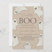 手描きのスプーキーゴースト ハロウィンベビーシャワー 招待状 (正面)