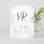 手描きのスワンと花のSave the Date セーブザデート (スタンド正面)