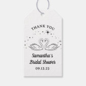 手描きのスワン エレガント ブライダルシャワー サンクス ギフトタグ (正面)
