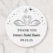 手描きのスワン エレガント ブライダルシャワー サンクス フェイバータグ (正面)