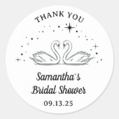 手描きのスワン エレガント ブライダルシャワー サンクス ラウンドシール (正面)