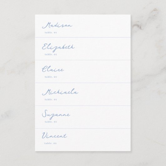 手描きのダスティーブルーの結婚式名札 DIY 招待状 (正面)