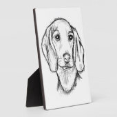手描きのダックスフントのスケッチ 黒白の仔犬 フォトプラーク (側面)