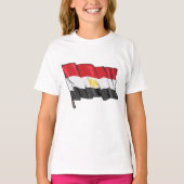 手描きのダメージ加工されたエジプト国旗 Tシャツ (正面)