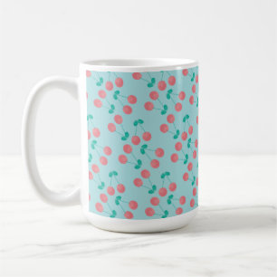 手描きのチェリーの水彩画 ピンク ティール       コーヒーマグカップ