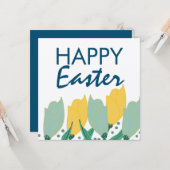 手描きのチューリップの植物図鑑 イースター おめでとう カード (正面/裏面インサイチュ)