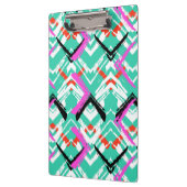 手描きのティール(緑がかった色)のジグザグパターン クリップボード (左)