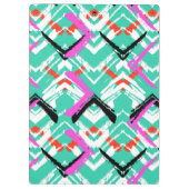 手描きのティール(緑がかった色)のジグザグパターン クリップボード (裏面)