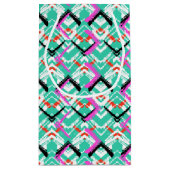 手描きのティール(緑がかった色)のジグザグパターン スモールペーパーバッグ (裏面)