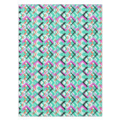 手描きのティール(緑がかった色)のジグザグパターン テーブルクロス (正面)