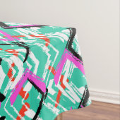 手描きのティール(緑がかった色)のジグザグパターン テーブルクロス (インサイチュ)