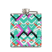 手描きのティール(緑がかった色)のジグザグパターン フラスク (裏面)