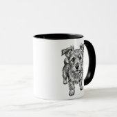 手描きのテリア犬のスケッチ マグカップ (正面右)