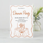 手描きのディナーパーティー招待状 招待状 (スタンド正面)