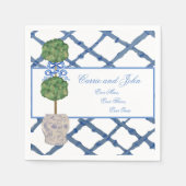 手描きのトピアリー・シノワズリー・ジンジャージャー スタンダードカクテルナプキン (正面)