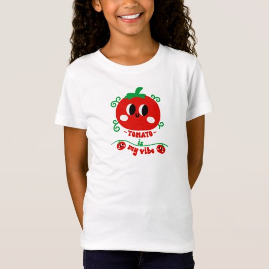 手描きのトマトが私のヴィブ Tシャツ (正面)