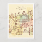 手描きのトリエステイタリアランドマーク ポストカード (正面)