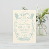 手描きのトロピカル・コースト・カウボーイ・ビーチ・ウェディング 招待状 (スタンド正面)