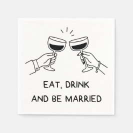 手描きのドゥードルウェディングデザイン Eat Drink and Be Married スタンダードカクテルナプキン