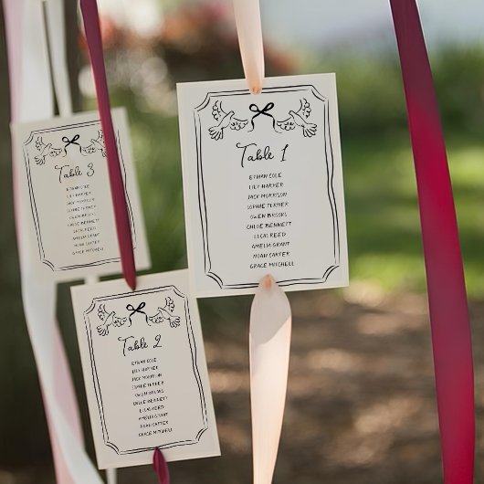 手描きのドゥードル結婚式テーブル席 招待状