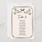 手描きのドゥードル結婚式テーブル席 招待状 (正面)