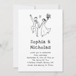 手描きのドット絵＋QRコードの結婚式招待状 招待状