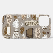 手描きのドードルコーヒーパターンの背景 Case-Mate iPhoneケース (裏面 (横))