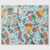 手描きのドールスケッチの継ぎ目のないパターン。冬  ラッピングペーパー (フラット)