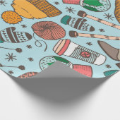 手描きのドールスケッチの継ぎ目のないパターン。冬  ラッピングペーパー (角)